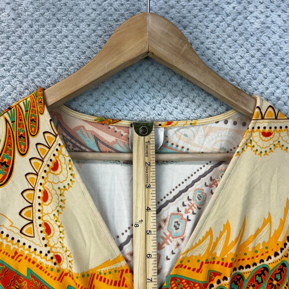 ECI Womens Mini Dress Boho Paisley Flowy Summer Back Tie Sz Large Vintage - Picture 7 of 13